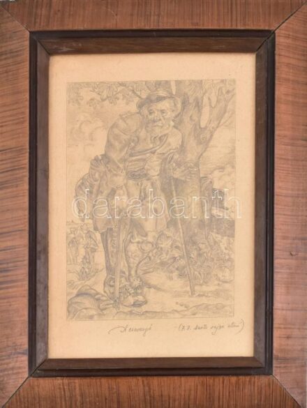 Jelzés nélkül, Johannes Josephus Aarts (1871-1934) után: A csavargó. Ceruza, papír. Üvegezett, kissé sérült fakeretben, 22×16 cm.