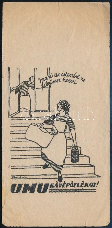UHU kávépótlék számolócédula, gyűrődésekkel