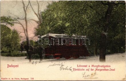 1904 Budapest XIII. Lóvonat a Margitszigeten, lóvasút. Komlós A. és Társa 116.