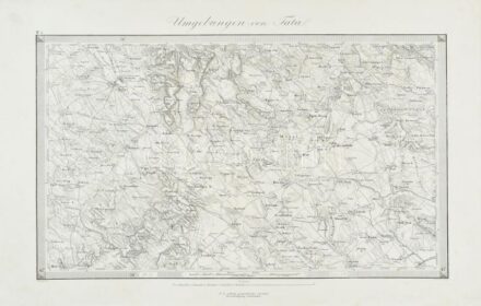 cca 1880 Umgebungen von Tata, 1:144.000, Wien, K. u. K. Militärgeografisches Institut, német nyelven, rézmetszet, papír, jelzett a dúcon (I. Wellisch - F. Bruckl), 27x40 cm, teljes lap: 36x47 cm