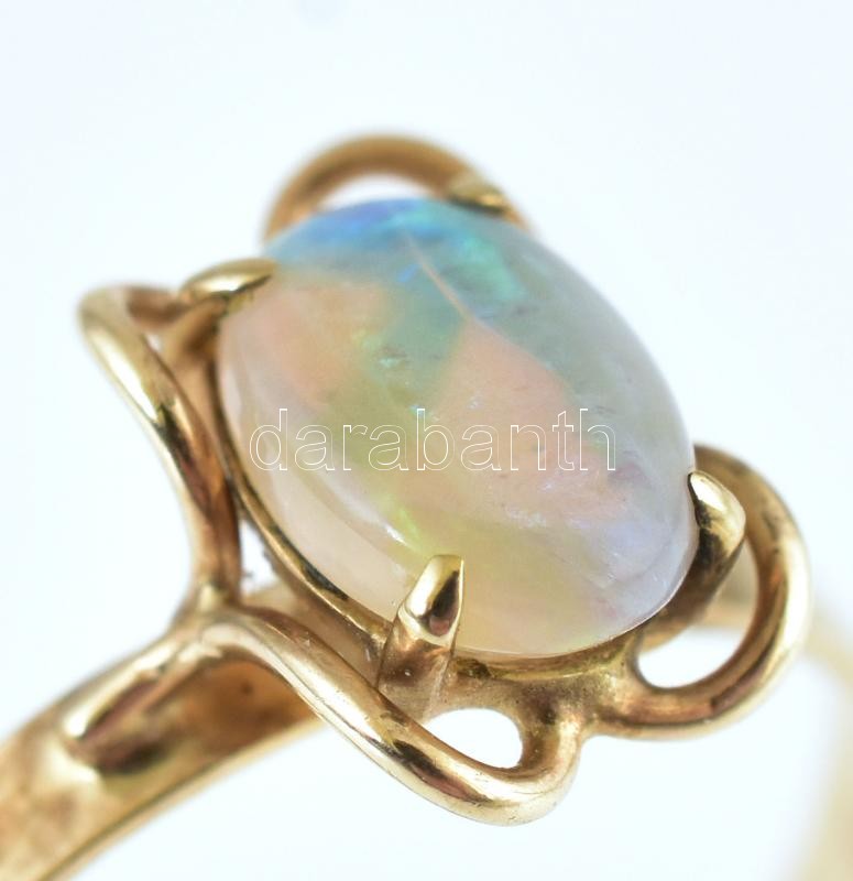 Arany (Au/9k) gyűrű opállal ékítve. jelzett, m:59. bruttó:1,5g - Image 2