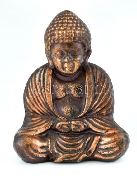 Buddha szobor, bronz, kopott, m:11cm