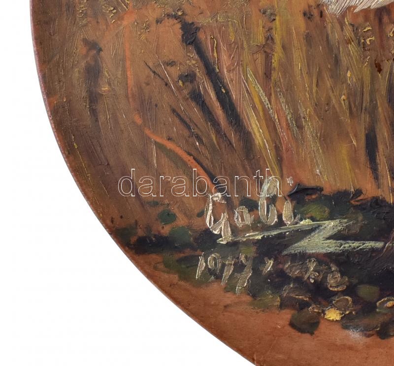 Gabi jelzéssel, 1900 körül: Vadászkutyák. Olaj, fa, paletta, 23x35cm, apró repedéssel - Image 2