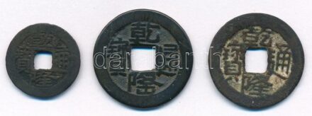 Kínai Császárság / Ching Dinasztia / Chien Lung 1796-1802. 1C sárgaréz (3db) T:2-3 Chinese Empire / Ching Dynasty / Qianlong 1796-1802. 1 Cash Brass (3pcs) C:XF-F
