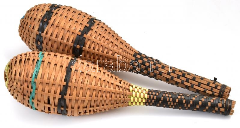 Rumbatök pár. Rattan, h: 23 cm