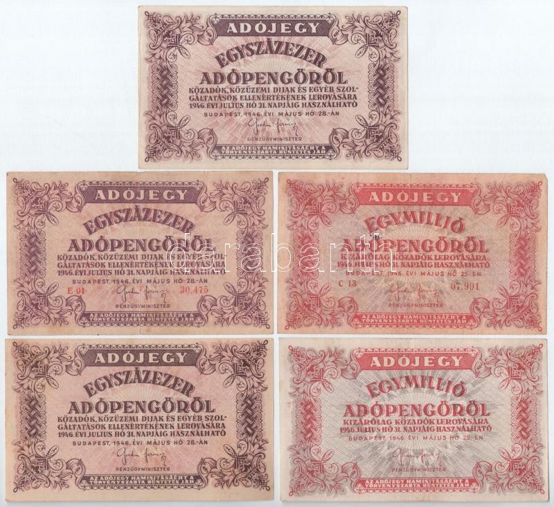 1946. 10.000AP-1.000.000AP (10db/5xklf) T:II-III közte: hajtatlan, szép papír, folt, szakadás, ceruzás firka - Image 3