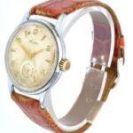 Szovjet mechanikus karóra, kissé kopott, koszos számlappal, bőr szíjjal, d: 34 mm - Image 2