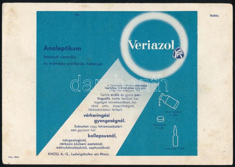 Veriazol analeptikum reklámlap