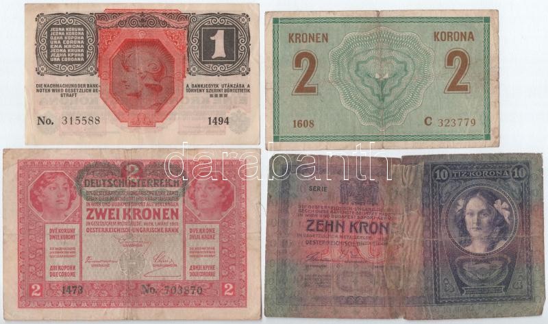 1902-1917. 1K-1000K (8xklf) közte 1904. 10K és 1913. 20K I. kiadás, piros 'MAGYARORSZÁG' körbélyegzővel T:III-IV közte: folt, szakadás, anyaghiány, ragasztás - Image 2