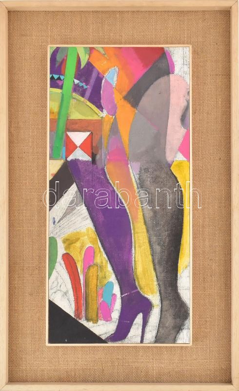 Jelzés nélkül: Avantgard világ. Vegyes technika, fára kasírozott vászon, fakeretben, 40,5x18,5cm