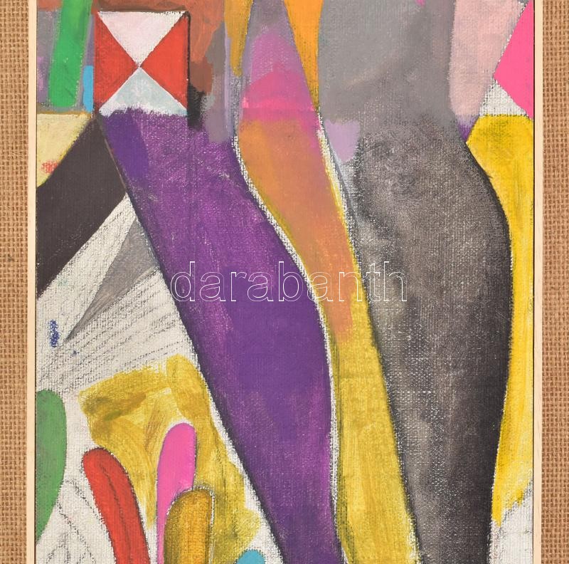 Jelzés nélkül: Avantgard világ. Vegyes technika, fára kasírozott vászon, fakeretben, 40,5x18,5cm - Image 2