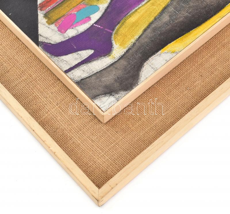 Jelzés nélkül: Avantgard világ. Vegyes technika, fára kasírozott vászon, fakeretben, 40,5x18,5cm - Image 3