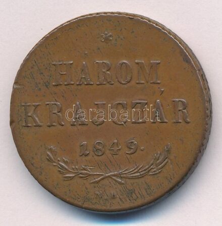 1849NB 3kr Cu T:2- patina, ph, karc Adamo B2