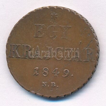 1849NB 1kr Cu T:2-,3 verőtő-repedés, anyaghiba Adamo B1.1