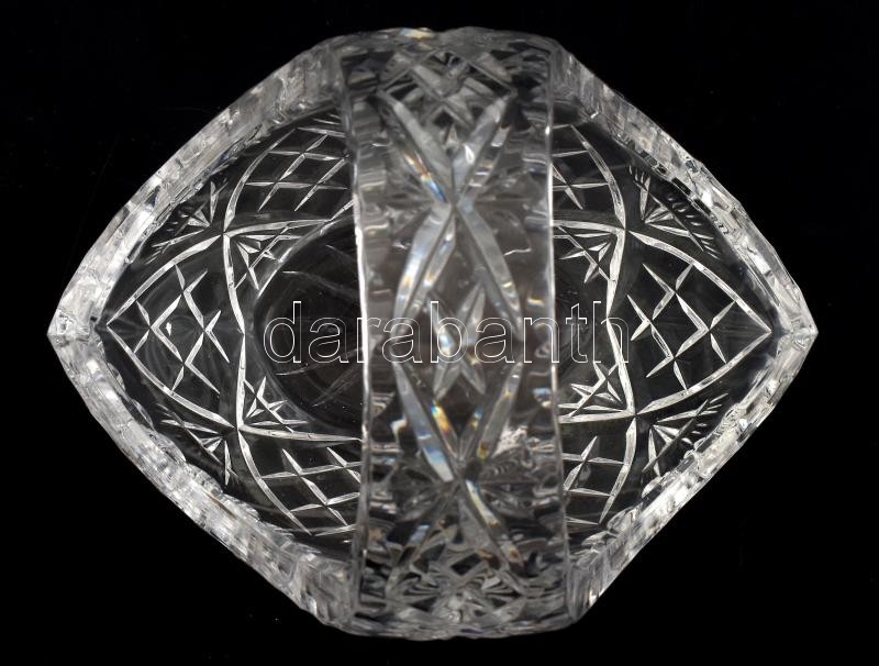 Dúsan csiszolt ólomkristály kosár, kopásnyomokkal, m:15cm - Image 2