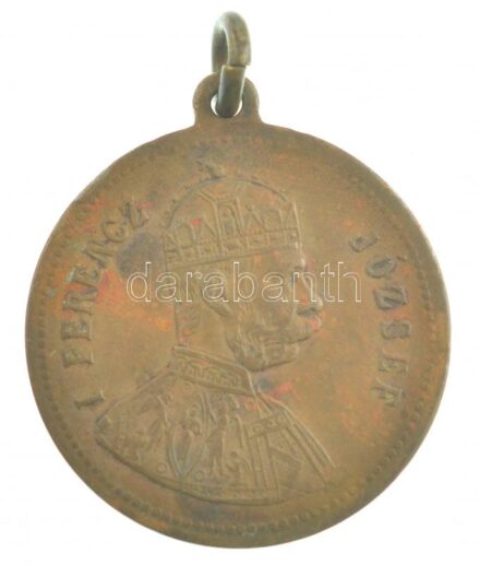 1896. 'Milleniumi emlék / Ferenc József' Br emlékérem füllel, szalag nélkül (30mm) T:2-,3