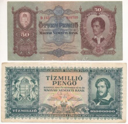 1932. 50P + 1945. 10.000.000P + 1946. 100.000.000P + 1946. 100.000.000MP T:III