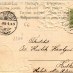 1904 Art Nouveau Emb. litho greeting card with plums (lyuk / pinhole) - Image 2