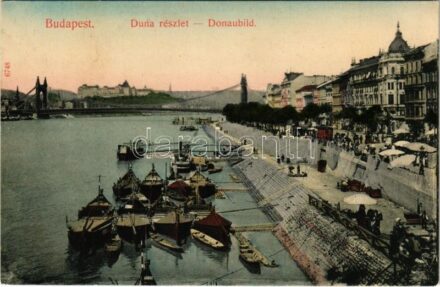 Budapest V. Duna részlet, rakpart, piac. Taussig A. 6748.