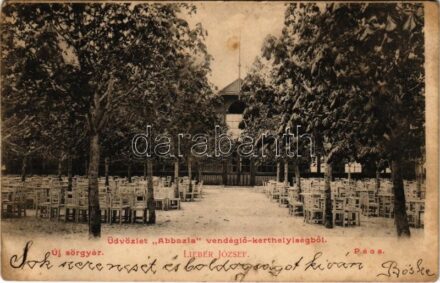 Pécs, Lieber József-féle Abbazia vendéglő kerthelyisége (r)