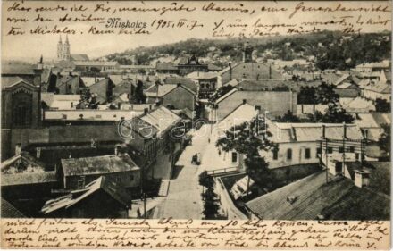 1905 Miskolc, látkép zsinagógával (EK)