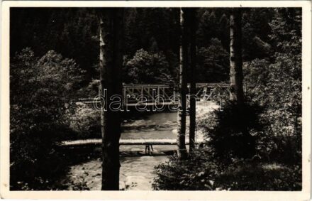 Tusnádfürdő, Baile Tusnad; Olt hídja / bridge (ragasztónyom / glue marks)