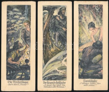 cca 1930 Wagner Tannhäuser, Die Mesitersinger, Der fliegende Holländer 3 db könyvjelző