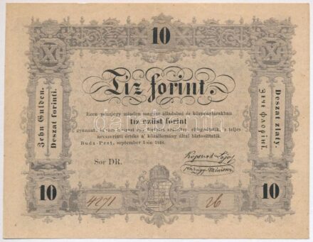 1848. 10Ft 'Kossuth bankó' 'DR 4271 26' T:II Adamo G111