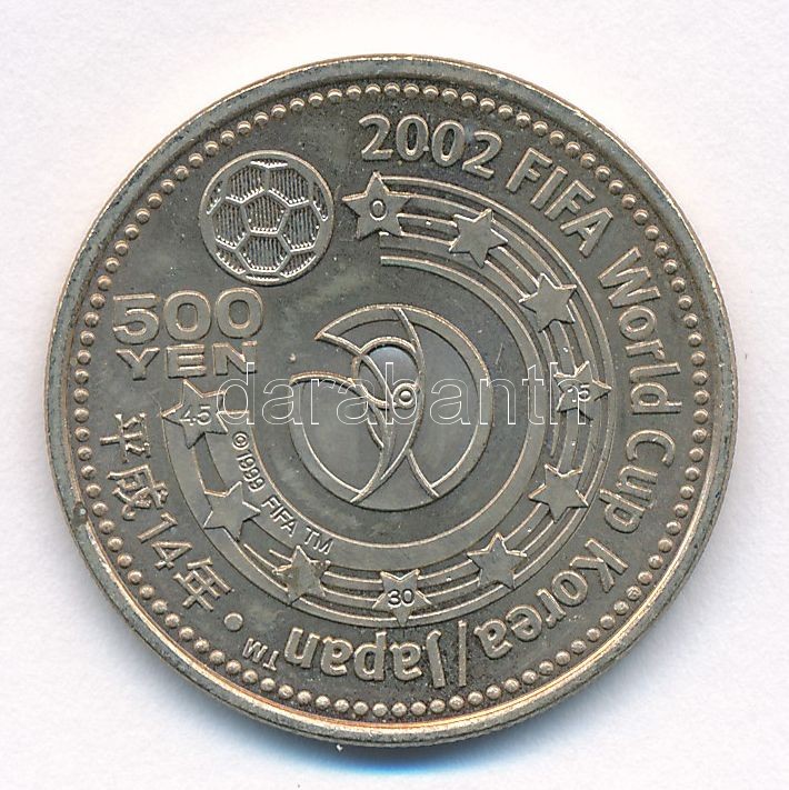 Japán 1986. 500Y Cu-Ni 'Világbajnokság 2002' kapszulában T:1,1- Japan 1986. 500 Yen Cu-Ni 'World Cup 2002' in capsule C:UNC,AU Krause Y#126