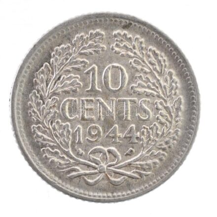Hollandia 1944. 10c Ag 'I. Vilma' T:2 Netherlands 1944. 10 Cents Ag 'Wilhelmina' C:XF Krause KM#164