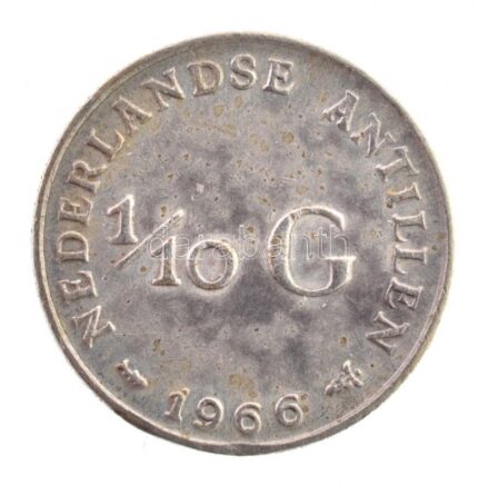 Holland Antillák 1966. 1/10G Ag 'Julianna' T:2 Netherlands Antilles 1966. 1/10 Gulden Ag 'Juliana' C:XF Krause KM#3