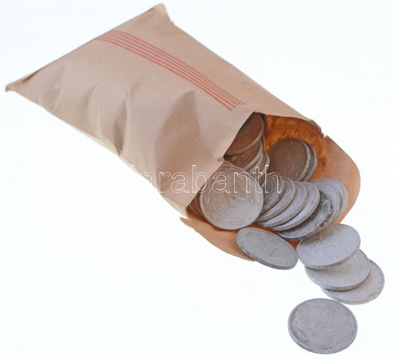 1941-1943. 2P Al (100db) 'Országos Takarékbank - 10 Forint, 100 darab 10 Filléres' papírzacskóban, a zacskó bélyegzés nélkül, firkával T:vegyes oxidáció, porózus
