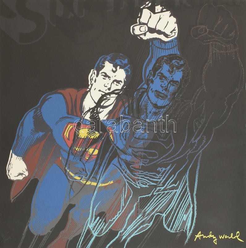 Andy Warhol (1928-1987): Superman. Ofszet litográfia, papír, jelzett a nyomaton. Kézzel sorszámozott 181/2400 CMOA Carnegie Museum of Art - New York, szárazpecséttel, pecséttel, hologrammal jelzett, szélén kis gyűrődéssel 60x60 cm /