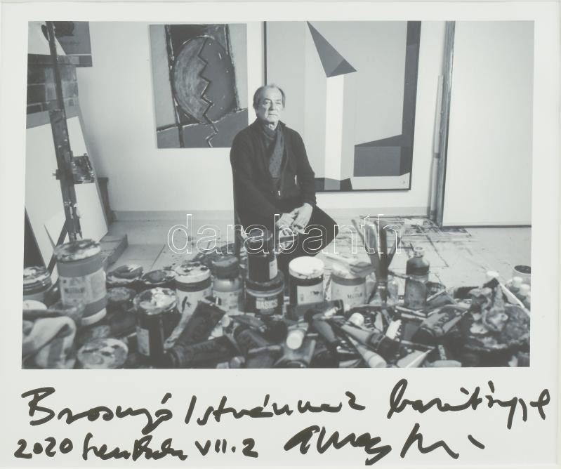 Aknay János (1949-) aláírása papírlapon, üvegezett keretben - Image 2