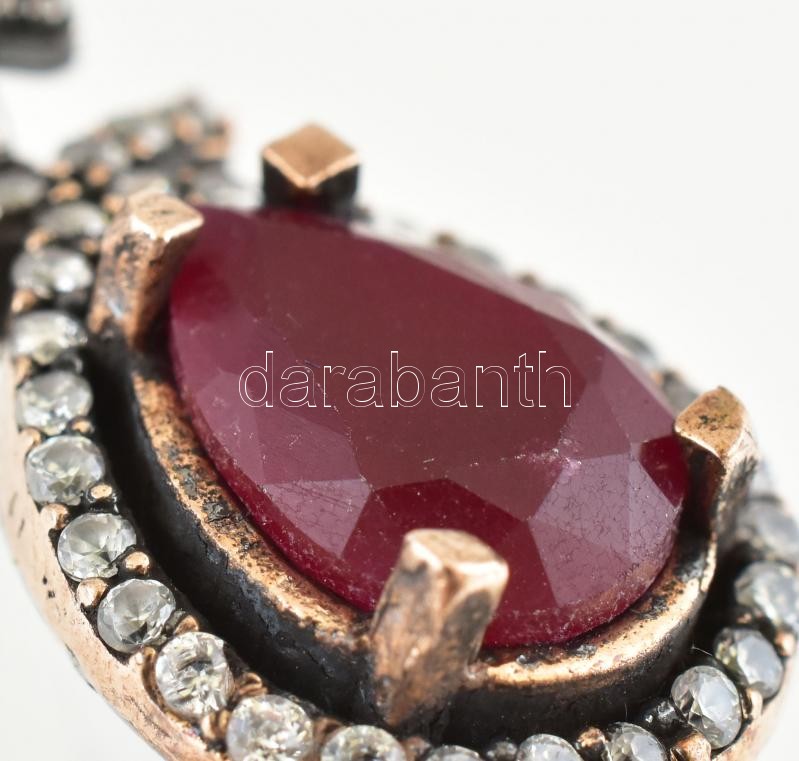 Ezüst(Ag) csepp alakú fülbevalópár, jelzés nélkül, h: 3 cm, bruttó: 10,31 g - Image 2