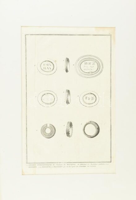 cca 1800 Ornamentikák, hieroglifák és egyebek. Rézmetszet, papír, jelzett a metszeten. Kissé foltos. Paszpartuban. 34x22 cm