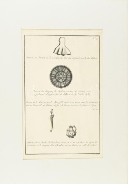 cca 1743 Iparművészeti alkotások és egyebek. Rézmetszet, papír, jelzett a metszeten. Apró foltokkal. Paszpartuban. 32x20 cm