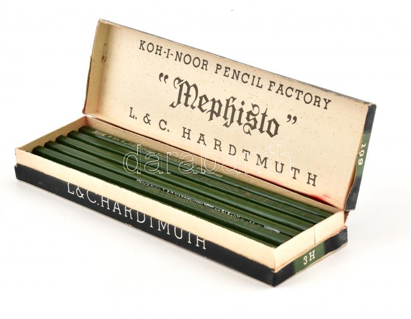 L. & C. Hardtmuth 'Mephisto' csehszlovák ceruza komplett papírdoboznyi