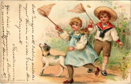 1899 (Vorläufer) Children cathing butterflies. Koch & Palm litho (EK)