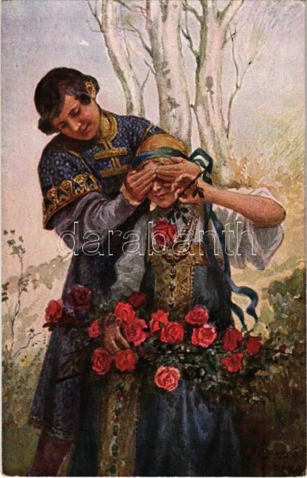 Wer ist's? / 'Who is it?' Russian art postcard. T.S.N. R.M. No. 14. s: Solomko