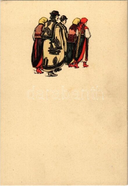 Magyar folklór művészlap. Rigler r.-t. kiadása R.J.E. / Hungarian folklore art postcard