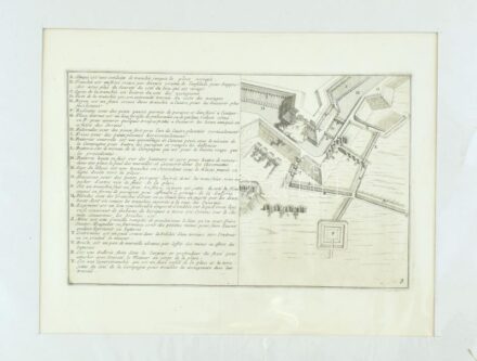 cca 1750 erőd. Rézmetszet, papír. Paszpartuban. 17x27 cm / fortress, engraving, in passepartout