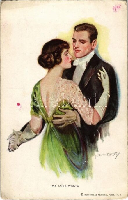 1915 'The Love Waltz' Lady art postcard, romantic couple. Reinthal & Newman No. 280. s: T. Earl Christy (EM)