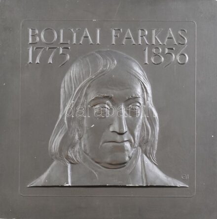 Gergely István (1939-2008): Bólyai Farkas 1775-1856. Festett gipsz plakett. Jelzett, kopásokkal. 30x30 cm