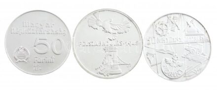 1974. 50Ft Ag 'Magyar Nemzeti Bank' + 100Ft Ag '50 éves a Magyar Nemzeti Bank' + 1975. 200Ft Ag 'Felszabadulás' T:BU kis patina, ph Adamo EM44-46