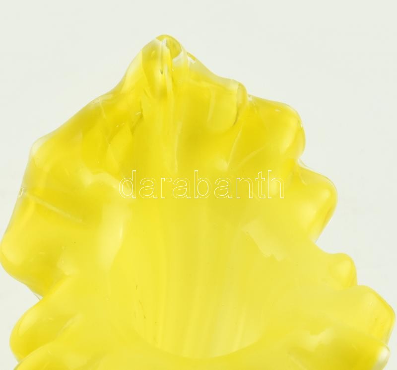 Sárga, überfangos üveg váza, kopott, m:20cm - Image 2