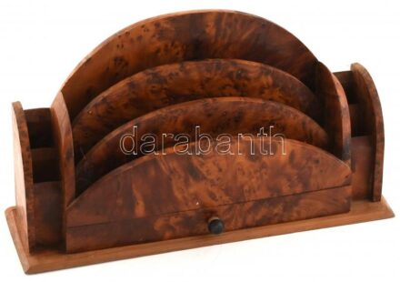 Boríték tartó, diógyökér furnér, kopott, 30x10x17cm