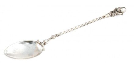 Ezüst (Ag) makkos kanál, h:13cm, jelzés nélkül, nettó: 14g