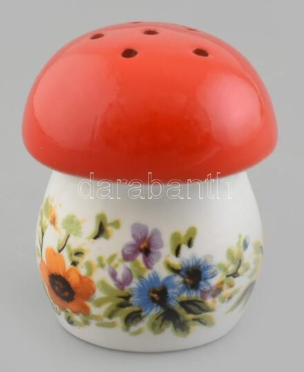 Aquincum gomba formájú sószóró, matricás porcelán, jelzett, kopott, m:6cm