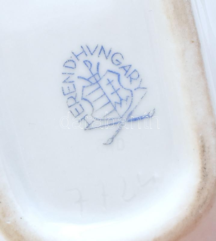 Herendi Viktória mintás tálka. Kézzel festett, jelzett, hibátlan, 12x9 cm. - Image 2